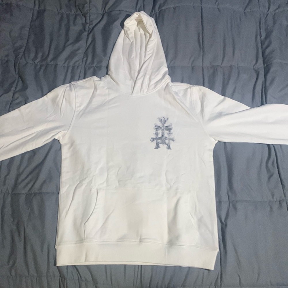 Chrome Hearts Patch Multi Crosses White Pullover Hoodie Black Patch Men’s Large - Picture 1 of 4